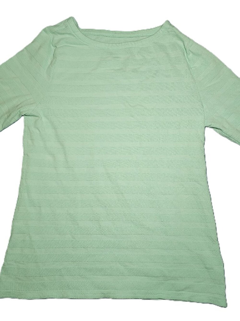 Charter Club Women's Top Size M Mint Green Elbow Sleeve Textured Pima Cotton